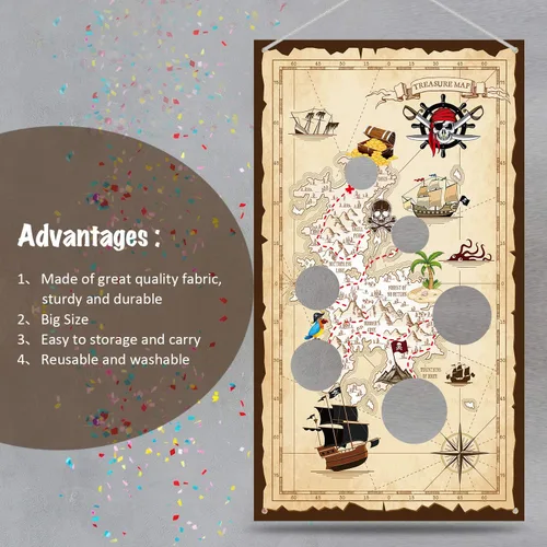 Vista 7 de Blulu Juego de lanzamiento de bolsas de puf pirata con 3 bolsas de frijoles para niños, decoraciones de fiesta temática pirata de Halloween