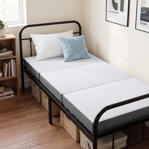 Vista 10 de MASVIS Colchón Tríptico, Colchón Plegable de Espuma Viscoelástica de 3 Pulgadas con Funda Lavable, Cama de Piso Tri-Plegable para Acampar, Twin
