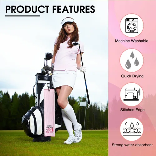 Vista 4 de TOUNER I Know I Play Like A Girl Try to Keep Up, toallas de golf bordadas divertidas para mujer, bolsa de golf, toalla de regalo para damas