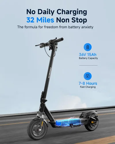 Vista 5 de ECOROAD Scooter eléctrico para adultos, motor de 750 W y 25 MPH y 30-35 millas de largo alcance, neumáticos de 8.5 y 10 pulgadas con doble