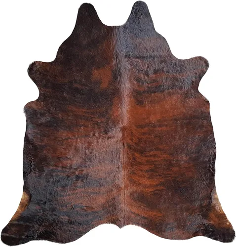 Vista 4 de Sunshine Cowhides Alfombra de piel de vaca 100% auténtica, color marrón, alfombra de piel de animal de estilo moderno y alfombra para sala de estar