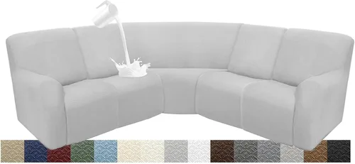 Vista 101 de Fundas impermeables de sofá reclinable modular para sofás reclinables, lavable en forma de L, para perros, fundas elásticas para sofá reclinable