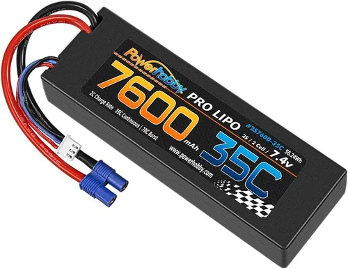 Vista 6 de Powerhobby 2s 7.4v 7600mah 35c Lipo batería con enchufe EC3 2 celdas (paquete de 2)
