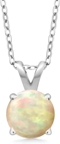 Vista 31 de Gem Stone King Collar con colgante solitario de plata de ley 925 de 0.236 in con piedra natal redonda Collar de 4 puntas para mujer Con cadena