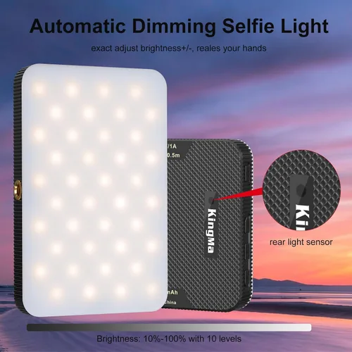 Vista 2 de King Ma Luz para selfie, luz LED con 3 modos y clip recargable Vlog Light