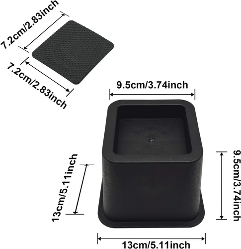 Vista 3 de Paquete de 4 elevadores de muebles de cama, elevadores de cama resistentes de 3.1 pulgadas con almohadillas de espuma antideslizantes para cama