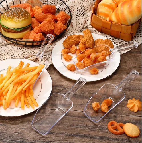 Vista 6 de Hestya 4 cucharadas de plástico transparente multiusos para dulces, bufé, acrílico, cocina, hielo, palomitas de maíz para proteínas en polvo
