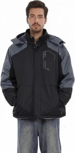 Vista 2 de Chaqueta de Esquí de Invierno Impermeable para Hombre con Capucha Desmontable, (S-4XL), Abrigo de Nieve Cálido a Prueba de Viento para Esquí y Negro