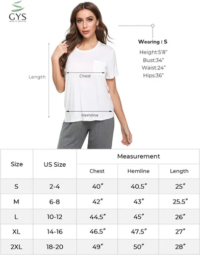 Vista 6 de GYS Camiseta de manga corta de bambú suave para mujer