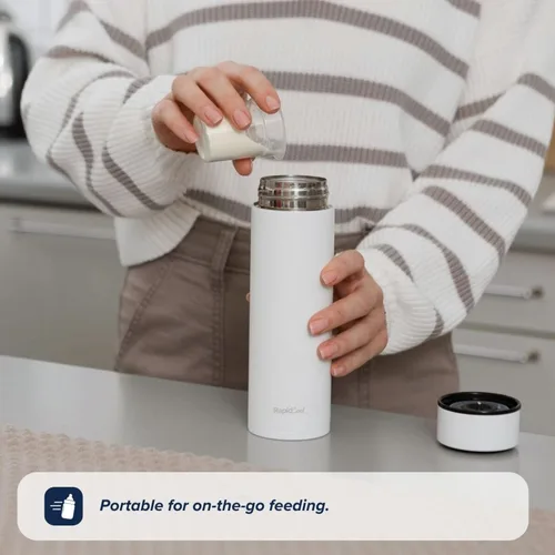 Vista 5 de Nuby RapidCool - Fabricante portátil de biberones, con dispensador de leche en polvo y tapa digital, ideal para biberones de viaje y alimentación