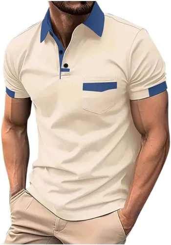 Vista 30 de Mens Shirts Casual Stylish Button Down Short Sleeve Polo Shirt Summer Vacation Shirts Loose Athletic Pullover Tee