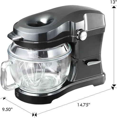 Vista 6 de Kenmore Ovation - Batidora eléctrica de pie de 500 W, cabezal inclinable de 10 velocidades, con cuenco de vidrio de 5 cuartos de galón, protector