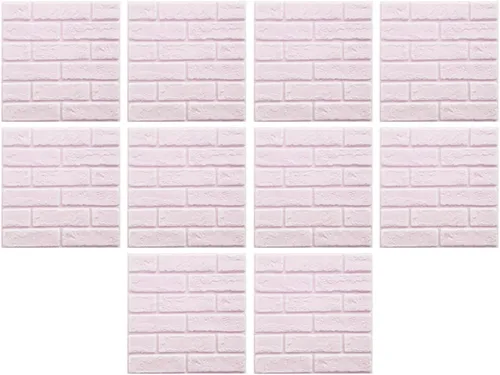 Vista 9 de ECYC Ltd 10 paneles de pared de ladrillo 3D de 11.81 x 11.81 pulgadas, autoadhesivos, papel tapiz impermeable extraíble para sala de estar, 01