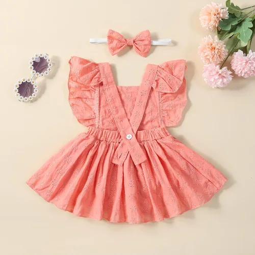 Vista 3 de Overol de princesa para recién nacido, vestido de cumpleaños, de malla, elegante, sin mangas, vestido de tul, diadema
