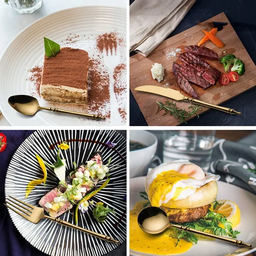 Vista 5 de Juego de cubiertos plateados de acero inoxidable pulido con espejo – Juego de cubiertos de 30 piezas de cubiertos de cena, utensilios para comer