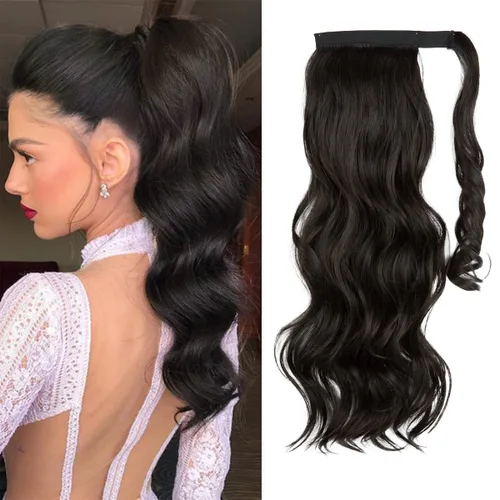 Vista 17 de CJL HAIR 14" Extensión de cola de caballo corta con cabello rizado y ondulado, clip en la cola de caballo, extensión de pelo sintético falso