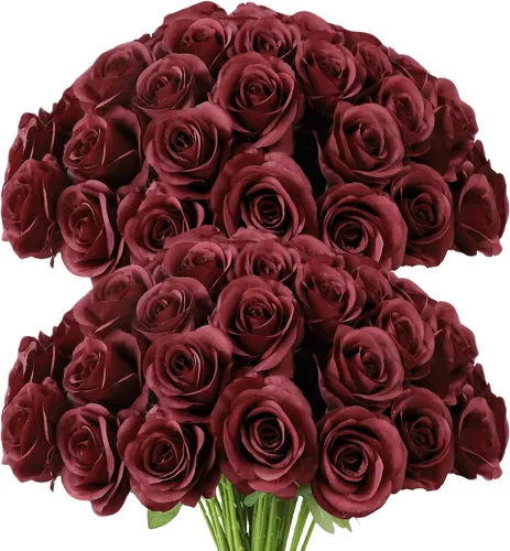 Vista 28 de LVEFIT - 12 rosas artificiales de otoño para decoración de otoño Beige