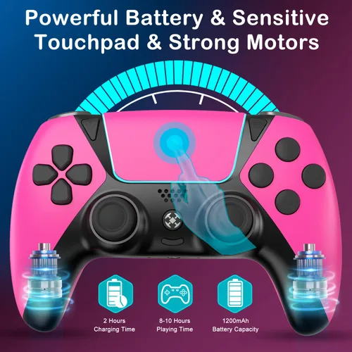 Vista 6 de Wireless Controller Compatible with PS4 Controller,Wiv77 Ymir Pink Pa4 Controller Remote Works for Playstation 4