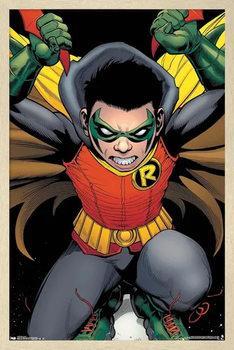Vista 7 de Trends International DC Comics - Póster de pared de Robin - Damian Wayne, 14.725 x 22.375 pulgadas, versión enmarcada de madera de granero