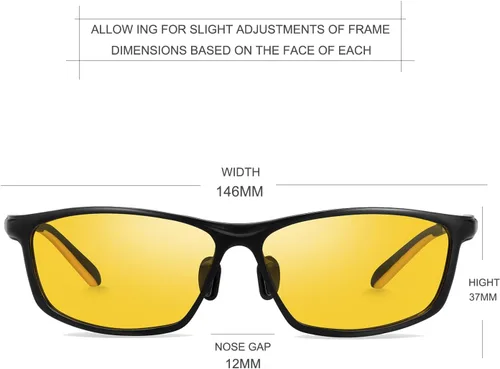 Vista 2 de SOXICK Gafas de conducción nocturna para hombre, gafas de visión nocturna para conducción, gafas amarillas polarizadas antideslumbrantes, 5188 Negro