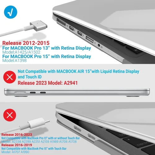 Vista 53 de IBENZER - Compatible con Funda para MacBook Pro de 13 Pulgadas 2015 2014 2013 Finales 2012 A1502 A1425, Carcasa Rígida con Cubierta para Teclado