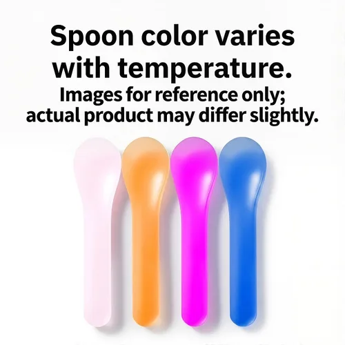 Vista 7 de Paquete de 28 cucharas de helado que cambian de color, cucharas de plástico resistentes a la rotura de 5.15 pulgadas, envueltas individualmente