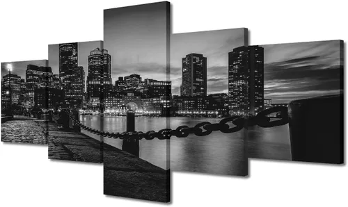 Vista 21 de Impresión fotográfica de paisajes oceánicos en blanco y negro, obra de arte en lienzo de paisaje marino, estirado y enmarcado, lienzo de ojo