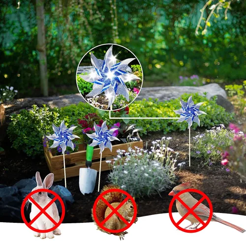 Vista 3 de HOOSUN Paquete de 10 molinillos reflectantes para patio y jardín, molinos de viento para exteriores, molinos de viento brillantes para decoración