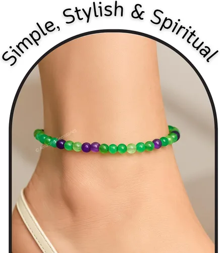 Vista 214 de Amazing Gemstone Crystal Anklet Ankle Bracelets for Women - Waterproof Beaded Healing Crystal Anklets, Plus Size Chakra Gemstone Bead Anklet