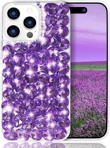 Vista 11 de Funda de lujo con pedrería para iPhone 15, funda de teléfono con purpurina 3D brillante y diamantes, color negro