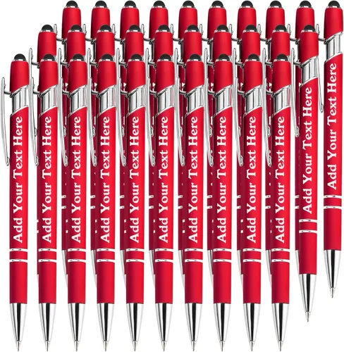 Vista 71 de Bolígrafos personalizados a granel grabados personalizados con punta de lápiz capacitivo, bolígrafos personalizados de tinta negra, regalos