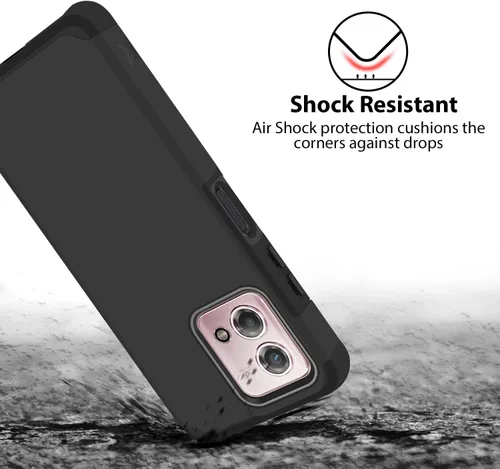 Vista 4 de TJS - Funda compatible con Motorola Moto G Stylus 4G 2023 (negro) with Tempered Glass Screen Protector Dual Layer Hybrid Magnetic Support