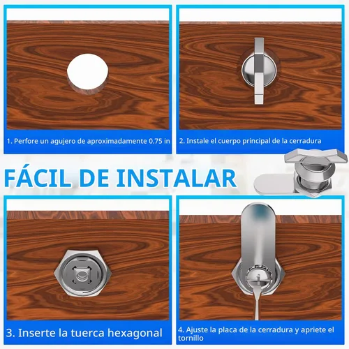 Vista 6 de BEBOBLY Cerradura de leva desplazada de 5/8 pulgadas, 5 compartimentos sin llave para RV, pestillo de cajón de buzón de gabinete, cilindro