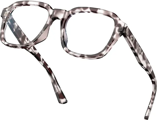Vista 21 de VISOONE Oversized Cute Chunky Square Computer Glasses for Women Men BENNETT Blocking 99% Harmful Blue Light Anti Glare TR90 Lightweight Clear