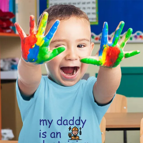 Vista 3 de Toddler T-Shirt Dad My Daddy is an Electrician Dad Father's Day Super Hero Dad