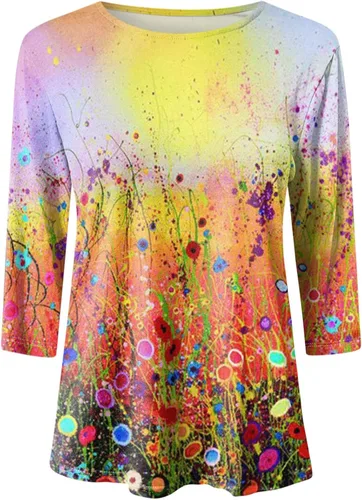 Vista 3 de Camisas para mujer, blusa de moda, camisetas holgadas para mujer