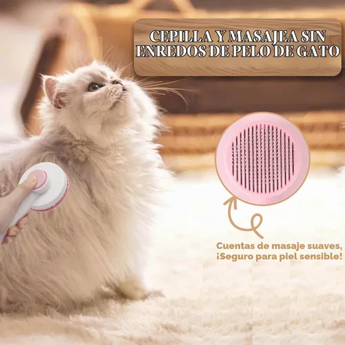 Vista 2 de Cepillo autolimpiante para gatos, cortaúñas con luz LED y lima de uñas Rosado