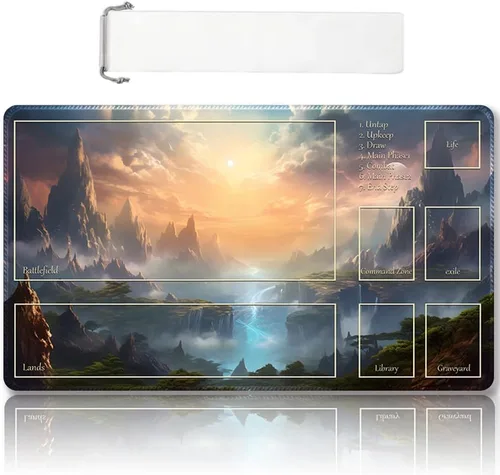 Vista 26 de DAUXID Tapete de Juego MTG Cosido Premium con Zonas y Respaldo de Goma Antideslizante, Tapete de Juego TCG para MTG y Otros Juegos de Cartas, Diseño