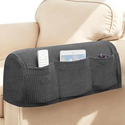 Vista 22 de SUBRTEX Juego de 2 fundas elásticas para brazos de sofá, fundas a cuadros para brazos de sofá, fundas antideslizantes para reposabrazos