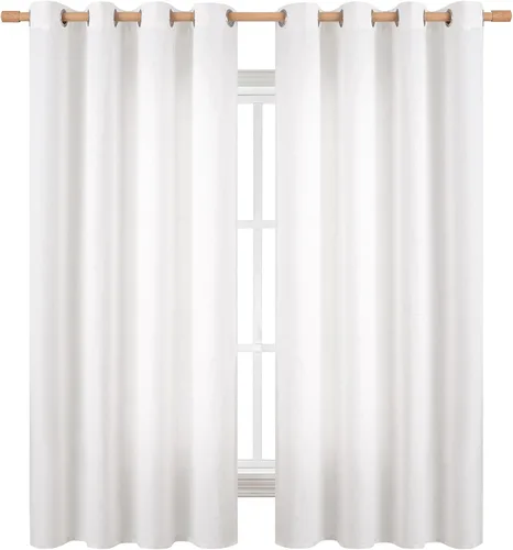 Vista 33 de BGment Cortinas de Lino Beige de 63 Pulgadas de Largo 2 Paneles - Tratamientos para Ventanas con Textura de Arpillera Filtrantes de Luz Cortinas