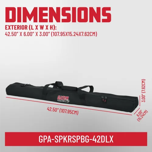 Vista 8 de Gator Cases Bolsa de poste de subwoofer de compartimento dual; Soporta (2) postes de subwoofer de hasta 42" de largo (GPA-SPKRSPBG-42DLX)