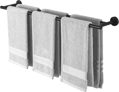 Vista 13 de KES Toallero doble de 23.6 pulgadas, soporte para toallas de baño, cocina, barra de toalla doble, resistente al óxido, montaje en pared, acero