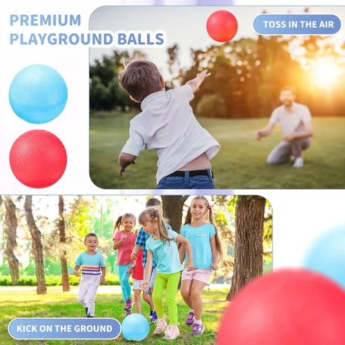 Vista 3 de Civaner Paquete de 2 bolas de PVC de 5 pulgadas, color rojo y azul, adecuadas para niños al aire libre, ejercicio, yoga