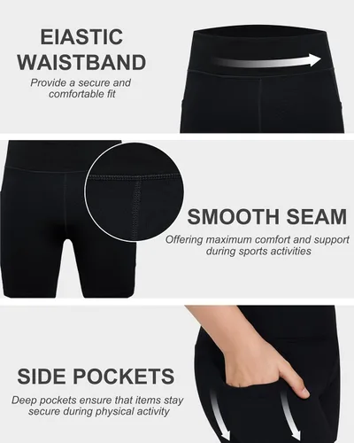 Vista 5 de DEVOROPA Pantalones cortos de compresión para niñas de 5 pulgadas de elastano, elásticos, para gimnasia, yoga, danza, pantalones cortos