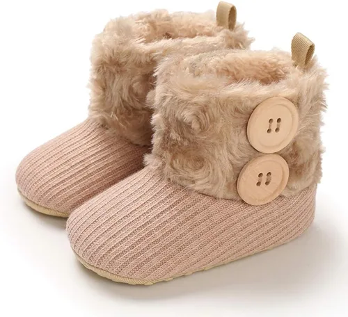 Vista 3 de E-FAK Botas para bebé niño y niña, zapatos para recién nacidos, con lazo para nieve, antideslizantes, suela suave, cálidos, para niños pequeños