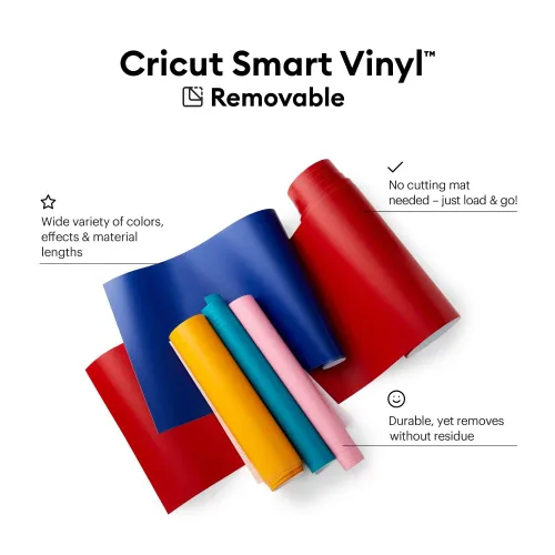 Vista 2 de Cricut Vinilo Removible Inteligente (13 pulgadas x 12 pies, Verde) para Explore y Maker 3 - Corte sin tapete para cortes largos de hasta 12 pies