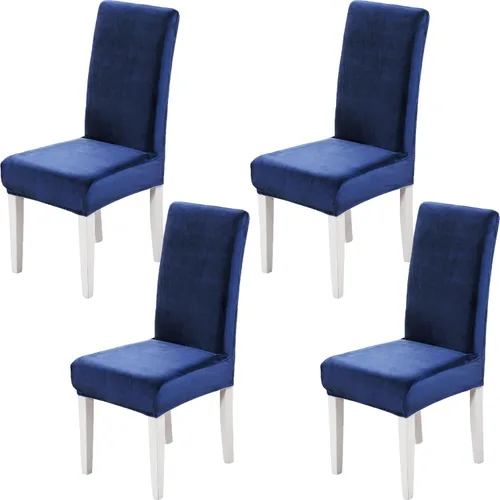 Vista 13 de Juego de 2 fundas de terciopelo suave para sillas de comedor, fundas elásticas de terciopelo para sillas, color negro