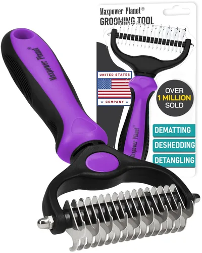 Vista 15 de Maxpower Planet Rastrillo para Perros y Cepillo de Pelo de Perro - Remueve Suavemente el Subpelo Suelto, Nudos y Enredos - Herramienta de Deslanado