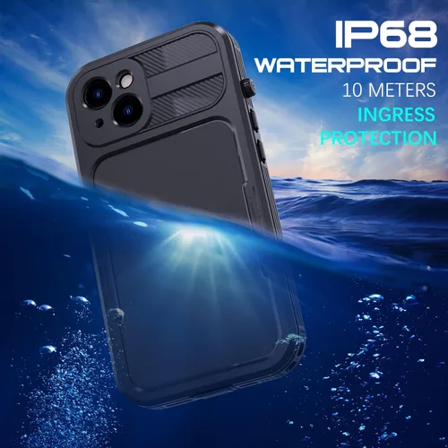 Vista 2 de Funda impermeable para iPhone 14 con protector de pantalla integrado, a prueba de polvo, a prueba de golpes, a prueba de caídas, cubierta protectora