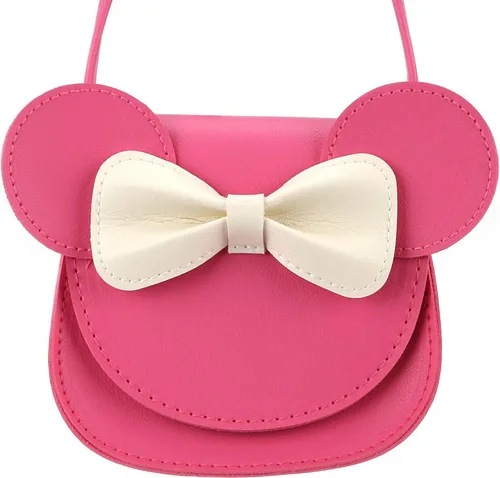 Vista 5 de Ondeam Little Mouse - Bolso cruzado con lazo para la oreja, bolso de hombro de poliuretano para niños y niñas